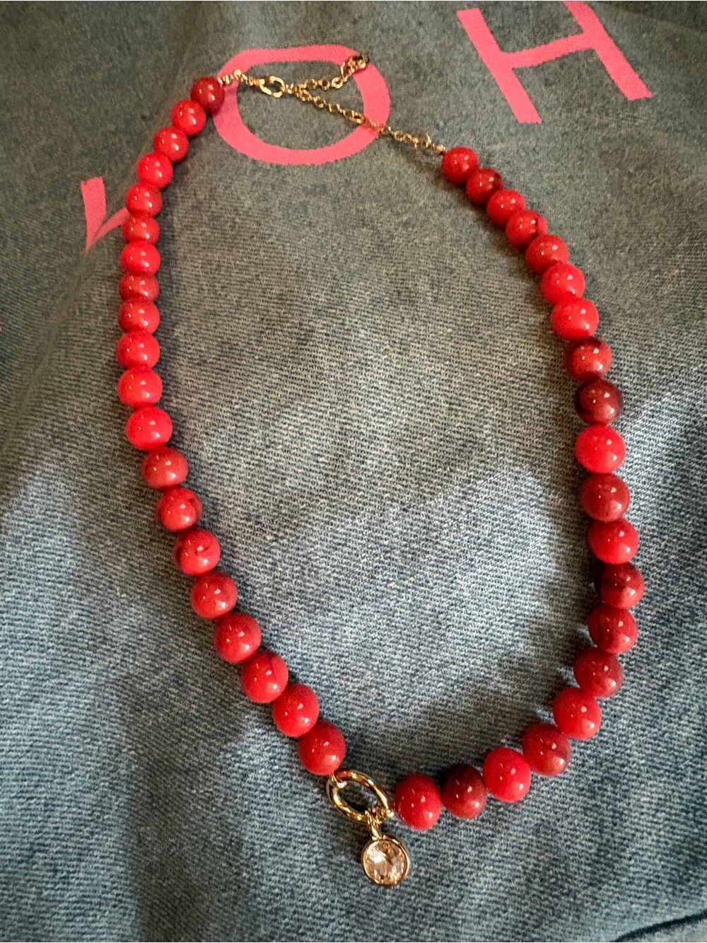 BaubleBar Janette Beaded Ring Necklace- Carnelian - Picture 6 of 6
